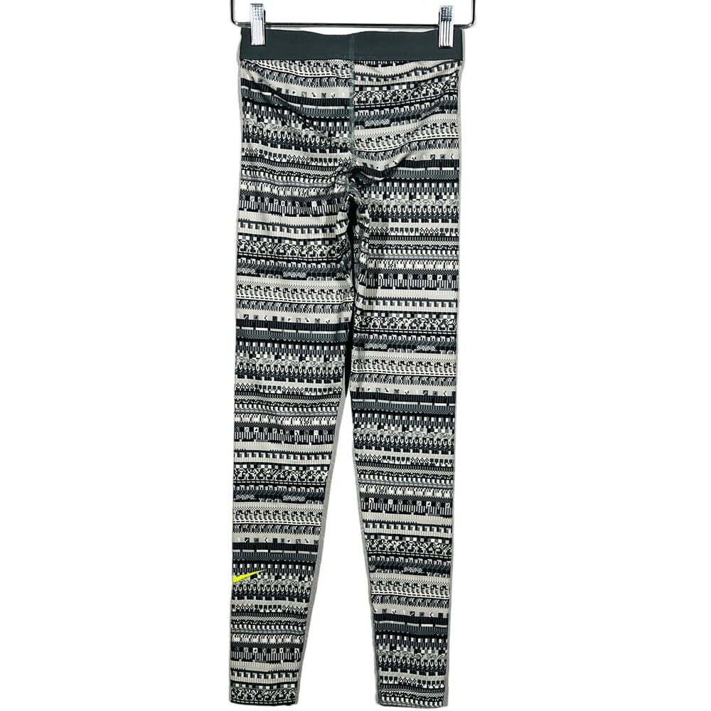 Nike Pro Dri Fit Leggings Micro Print Black White Athletic Sport - XS